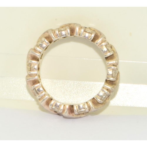 256 - 925 silver cross band full eternity ring size N