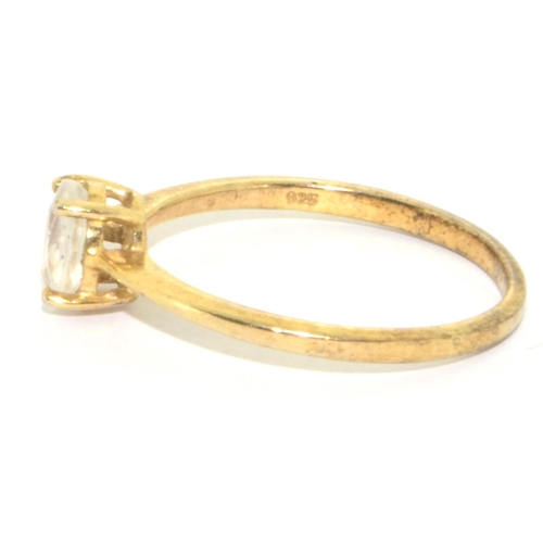 286 - 925 silver gilt ladies oval solitaire ring size R