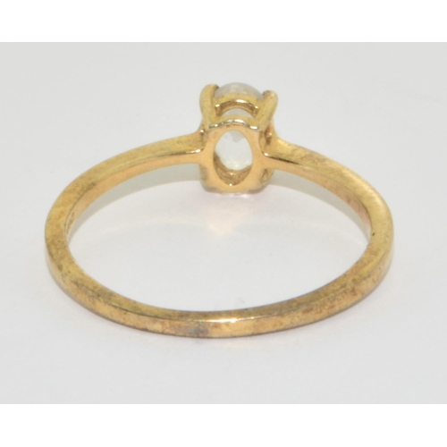 286 - 925 silver gilt ladies oval solitaire ring size R