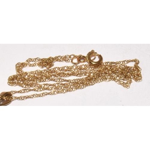 294 - 9ct gold Diamond and Prasolite Necklace and earrings suite of jewellery chain 46cm long