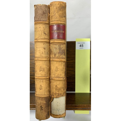 45 - Euripide - Tragédies Tome 1 & Tragédies Tome 2 (Librarie de Firmin Didot 1866). Librarie de Firm... 