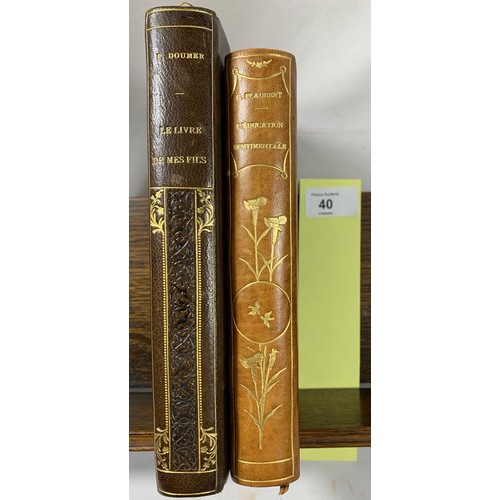 40 - 2 x Antique Part Leather Non-Fiction French Classics inc: Livre de mes fils (Paul Doumer 1906) &... 