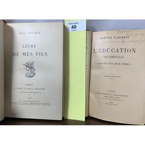 40 - 2 x Antique Part Leather Non-Fiction French Classics inc: Livre de mes fils (Paul Doumer 1906) &... 