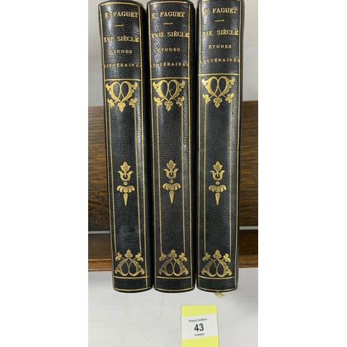 43 - 3 Antiques volumes by Emile Faguet - Dix-septième Siècle Études Littéraires, Dix-neuvième Siècle Étu... 