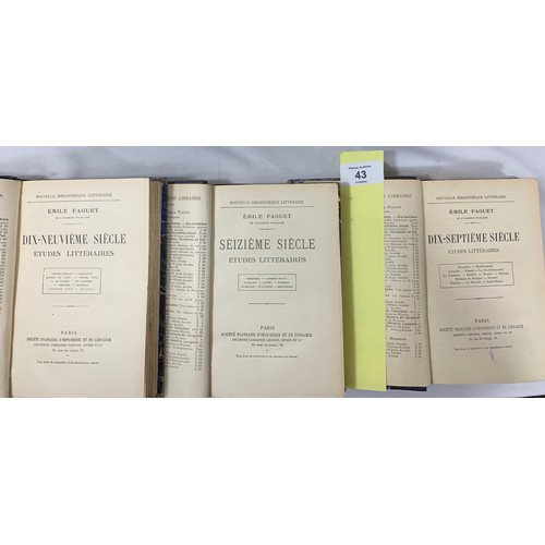 43 - 3 Antiques volumes by Emile Faguet - Dix-septième Siècle Études Littéraires, Dix-neuvième Siècle Étu... 