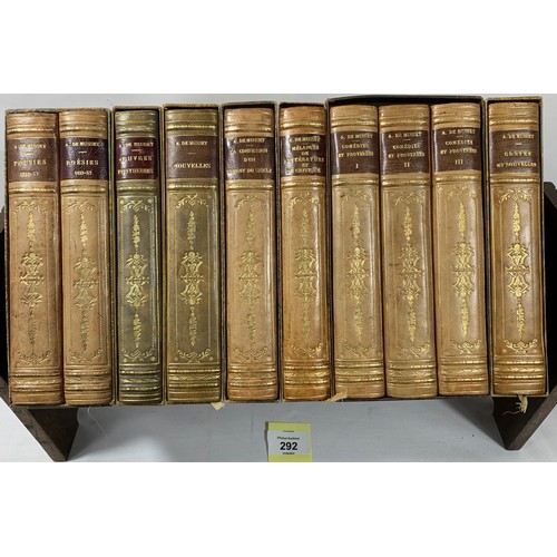 292 - Alfred de Musset - 10 Antiques Volumes in Slipcases, published by Alphonse Lemerre between 1907 to 1... 