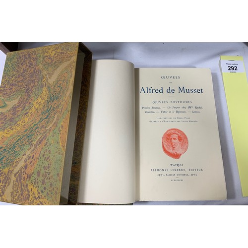 292 - Alfred de Musset - 10 Antiques Volumes in Slipcases, published by Alphonse Lemerre between 1907 to 1... 