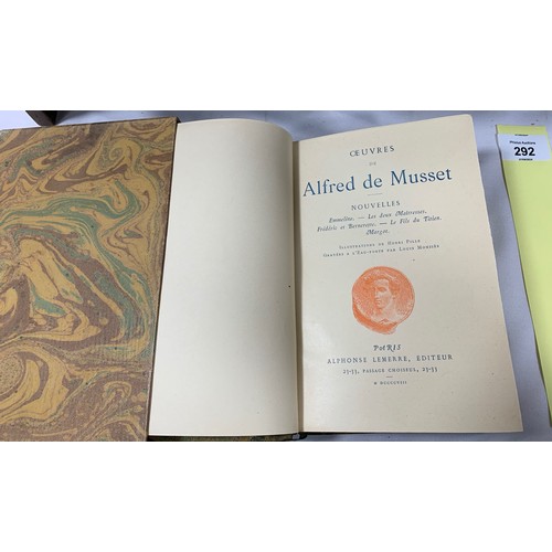 292 - Alfred de Musset - 10 Antiques Volumes in Slipcases, published by Alphonse Lemerre between 1907 to 1... 