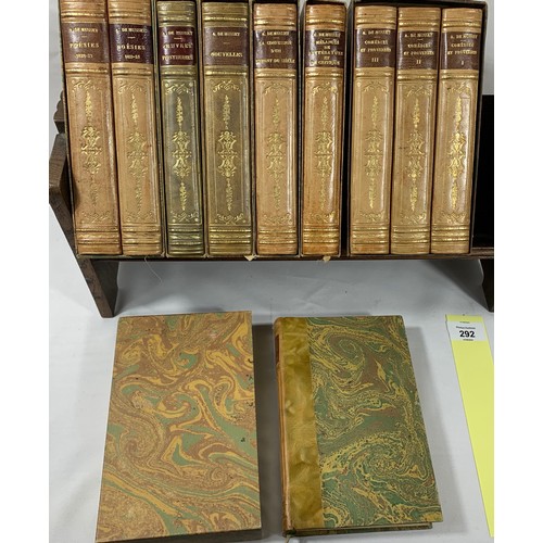 292 - Alfred de Musset - 10 Antiques Volumes in Slipcases, published by Alphonse Lemerre between 1907 to 1... 