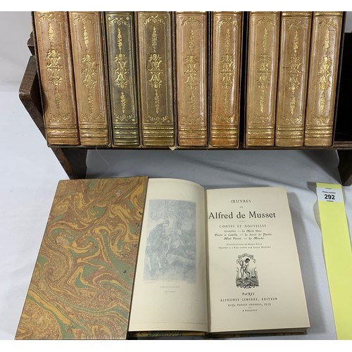 292 - Alfred de Musset - 10 Antiques Volumes in Slipcases, published by Alphonse Lemerre between 1907 to 1... 