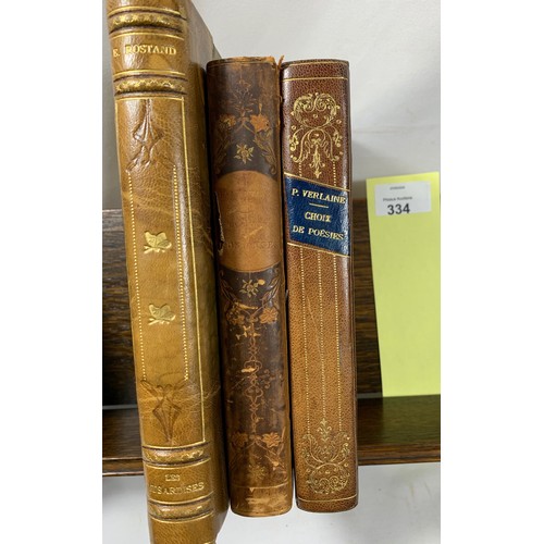 334 - 3 Antique French Poetry Volumes inc: Choix de Poésies (Paul Verlaine - rare Issue with Portrait), 18... 