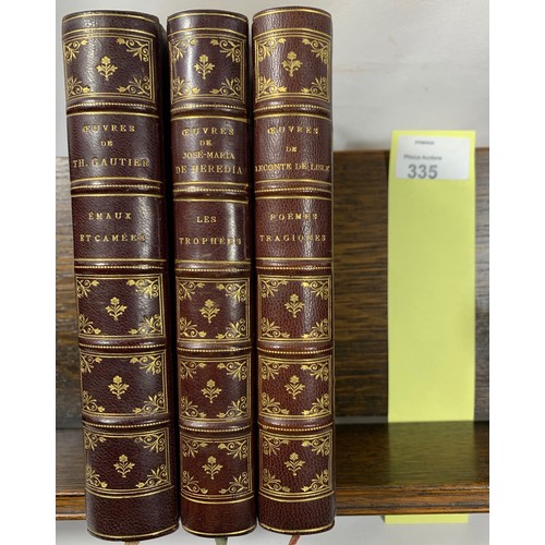 335 - 3 Part-Leather Antique Volumes of French Poetry (1890's) inc: Theophile Gautier - Poésies, Jose Mari... 