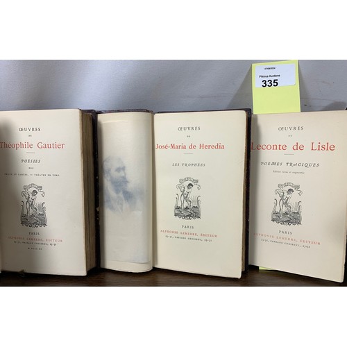 335 - 3 Part-Leather Antique Volumes of French Poetry (1890's) inc: Theophile Gautier - Poésies, Jose Mari... 