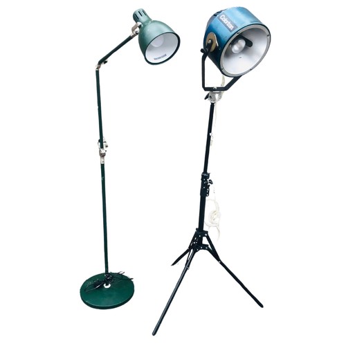 470 - 2 x  Adjustable Standard Lamps, 1 by Colortram, the other Green Modern Design in the 1930's taste.