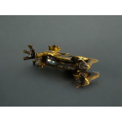 2 - Two Chinese gilt bronze Dragons.In the Tang style.Larger - 29cm longSmaller - 12 x 12cm... 