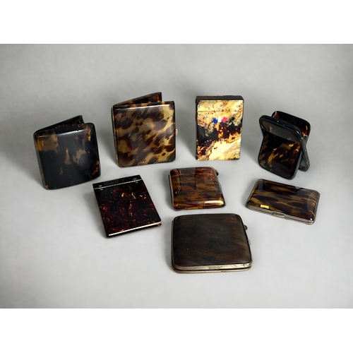 9 - A collection of eight Cellulose Tortoiseshell card, cigarette cases and notebook.