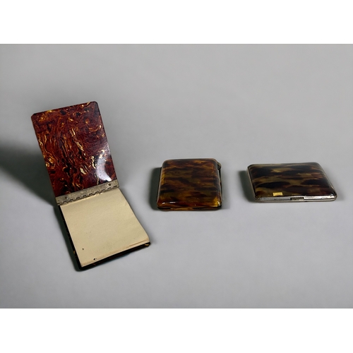 9 - A collection of eight Cellulose Tortoiseshell card, cigarette cases and notebook.