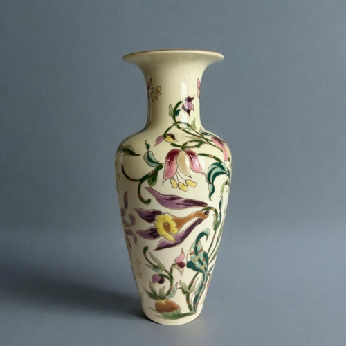 481 - Hand painted Zsolnay Pecs porcelain vase.Foliate design.Height - 27cm