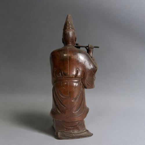 209 - A Japanese patinated 'musician' figure.Meiji / Taisho period.Height - 24.5cm