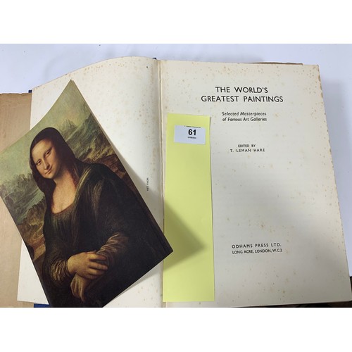 61 - The Worlds Greatest Paintings - 3 Volume set with original dust jackets (Odhams) C. 1930's