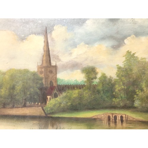 393 - 19th Century Pair of Oil on Canvas Paintings - Both framed and Glazed, Landscapes Church Scene and C... 