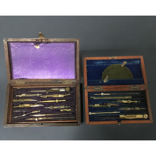 460 - Two Victorian Mahogany Boxed Architects/Draughtsman Drawing Sets.