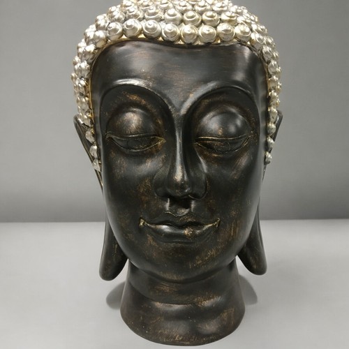 6 - Large Decorative Buddha Head with a pair of Candlesticks with Acanthus Leaf Decoration.Buddha Height... 