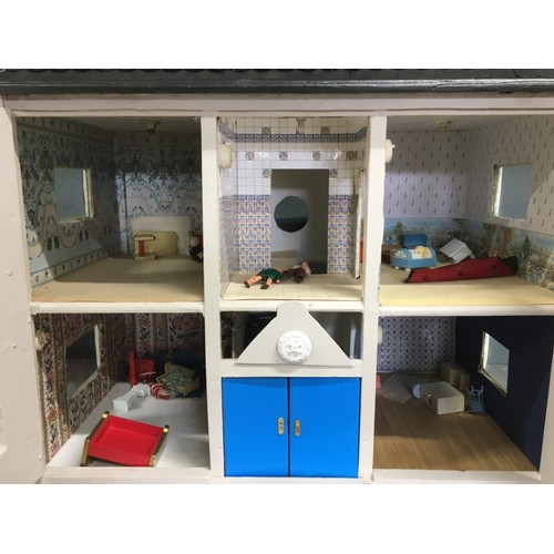 366 - Large Vintage Hand Crafted Dolls House and Contents.