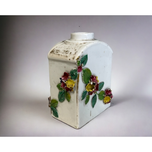 501 - Two Meissen porcelain tea caddies.18th century, with applied flowers, together with a smaller “Zwieb... 