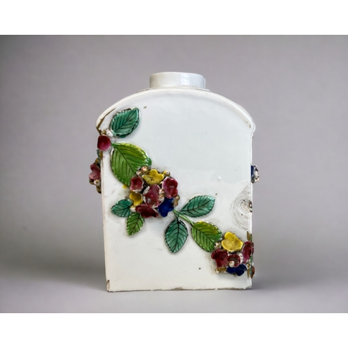 501 - Two Meissen porcelain tea caddies.18th century, with applied flowers, together with a smaller “Zwieb... 