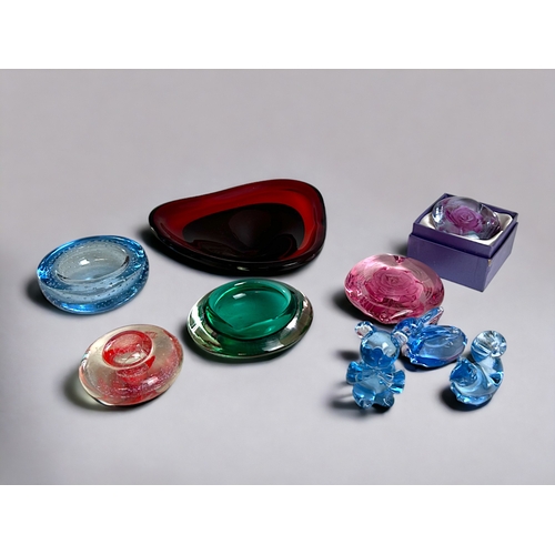 506 - A collection of Art glass.Including #9099 controlled bubble bowl, Murano, glass animals etc.