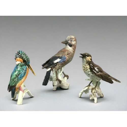 515 - 3 Vintage German Goebel Birds - Kingfisher 1972 CV123,  Jay - 1968 CV94 and a Thrush 1970 CV115.Tall... 