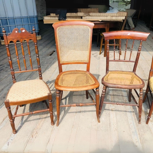 65 - 5 Antique Occasional Hall chairs including rattan examples, Victorian and later