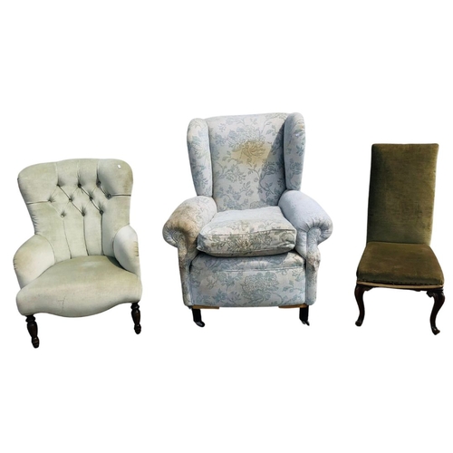 67 - 3 Victorian Arm Chairs including Nursing Chair, winged Example and Occasional