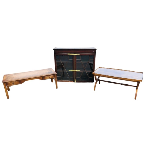 68 - An Antique Neo-classical Style Coffee table, a Mid Century example and An antique Wall Cabinet Glass... 