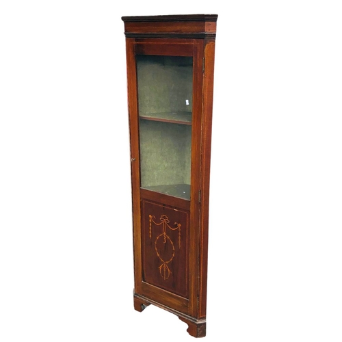 143 - Antique wooden Inlaid Displayed Corner unit