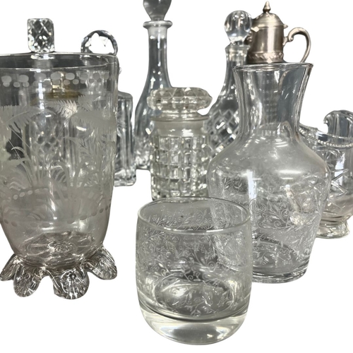 526 - A Large collection of Crystal Decanters and Glasses - Victorian and others