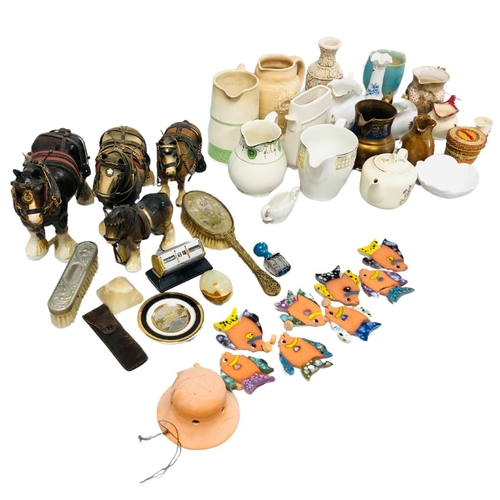 166 - A Large Job lot of Mixed Collectable including Porcelain Shire Horses, Vintage Desk Calendar Etc