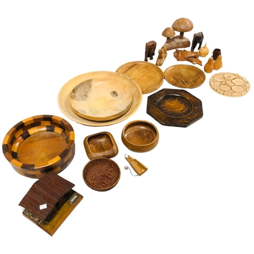 529 - A Large Collection of Wooden Treen Items- bowls, fruits etc- Brazil and Others