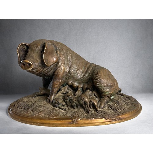 519 - A large Bronze Pig sculpture by Robert Leggat.(Bronze Fields Foundry).ltd Edition 5/10, 1998.Depicti... 