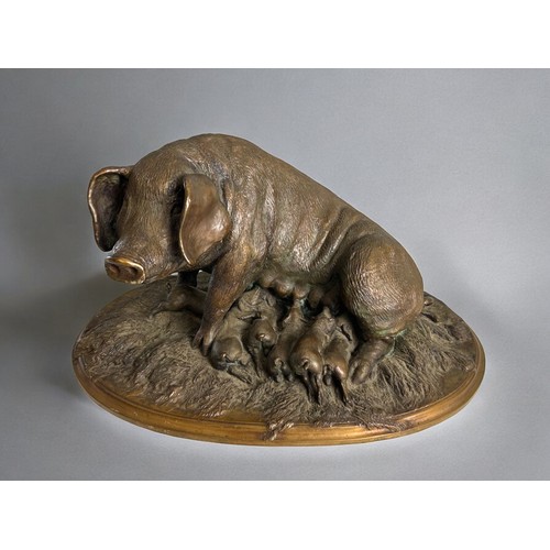 519 - A large Bronze Pig sculpture by Robert Leggat.(Bronze Fields Foundry).ltd Edition 5/10, 1998.Depicti... 