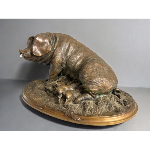 519 - A large Bronze Pig sculpture by Robert Leggat.(Bronze Fields Foundry).ltd Edition 5/10, 1998.Depicti... 