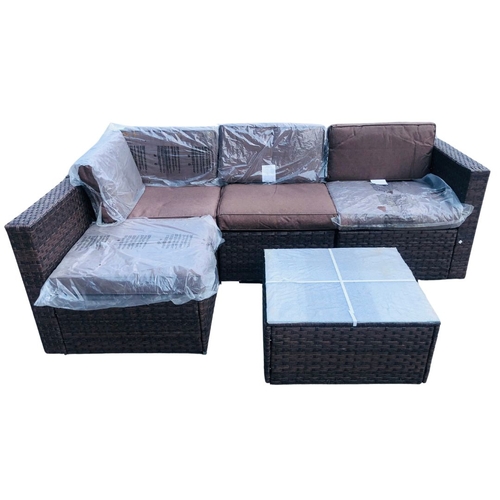 536 - A Large New L Shaped Wicker Garden Seating and Table