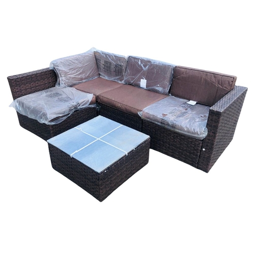 536 - A Large New L Shaped Wicker Garden Seating and Table