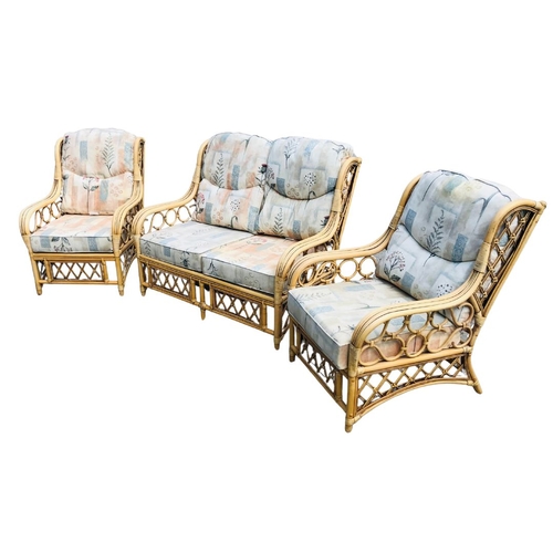 146 - A Wicker Conservatory Furniture suite - 2 x Arm Chairs and 1 x 2-Seater