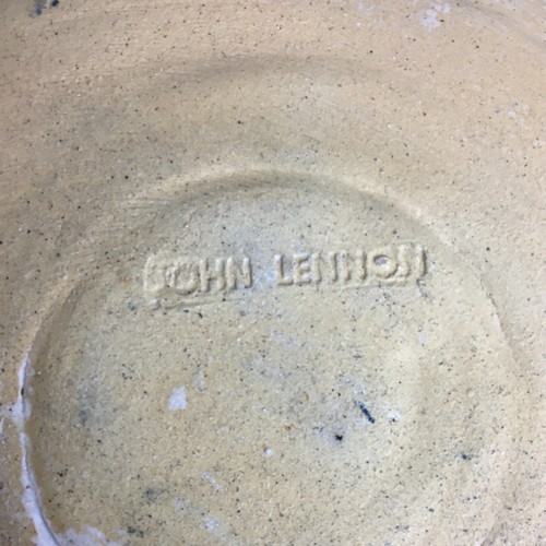 195 - John Lennon Stamped Studio Pottery Bowl with White and Mottled Blue Glaze.Dia 17cm Height 6cm... 