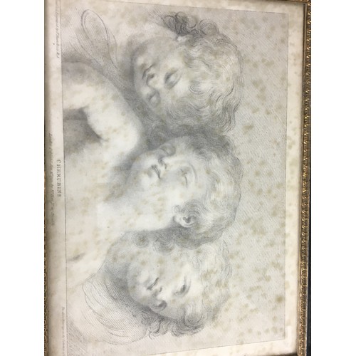 43 - 18th Century and later 4 x Prints, Cherubs and a Masters Praying Hands.