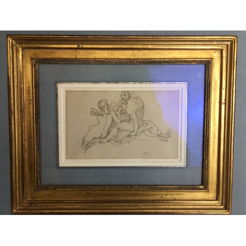 45 - 19th Century Ink Drawing in the Classical Style initialed by the Artist Lower Right 