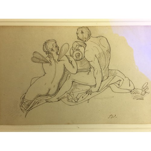 45 - 19th Century Ink Drawing in the Classical Style initialed by the Artist Lower Right 