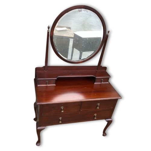 303 - Antique Mahogany Dressing Table with Two Over One Drawer with Tear Drop Handles.